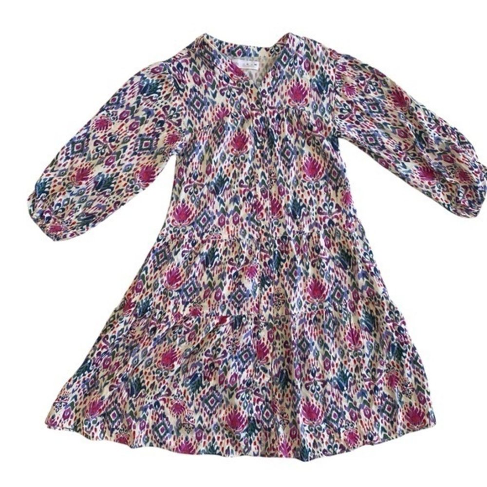 Zara Boho Multicolor Midi Long Sleeve Dress Girls Size 10
